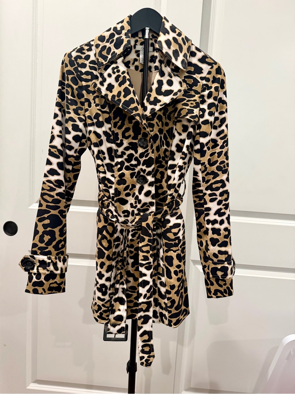 Cache Leopard Trench Coat XS Like New